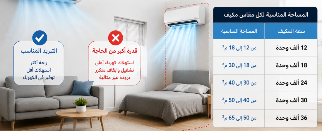 هل مكيف 24 ألف وحدة مناسب لغرفة صغيرة؟