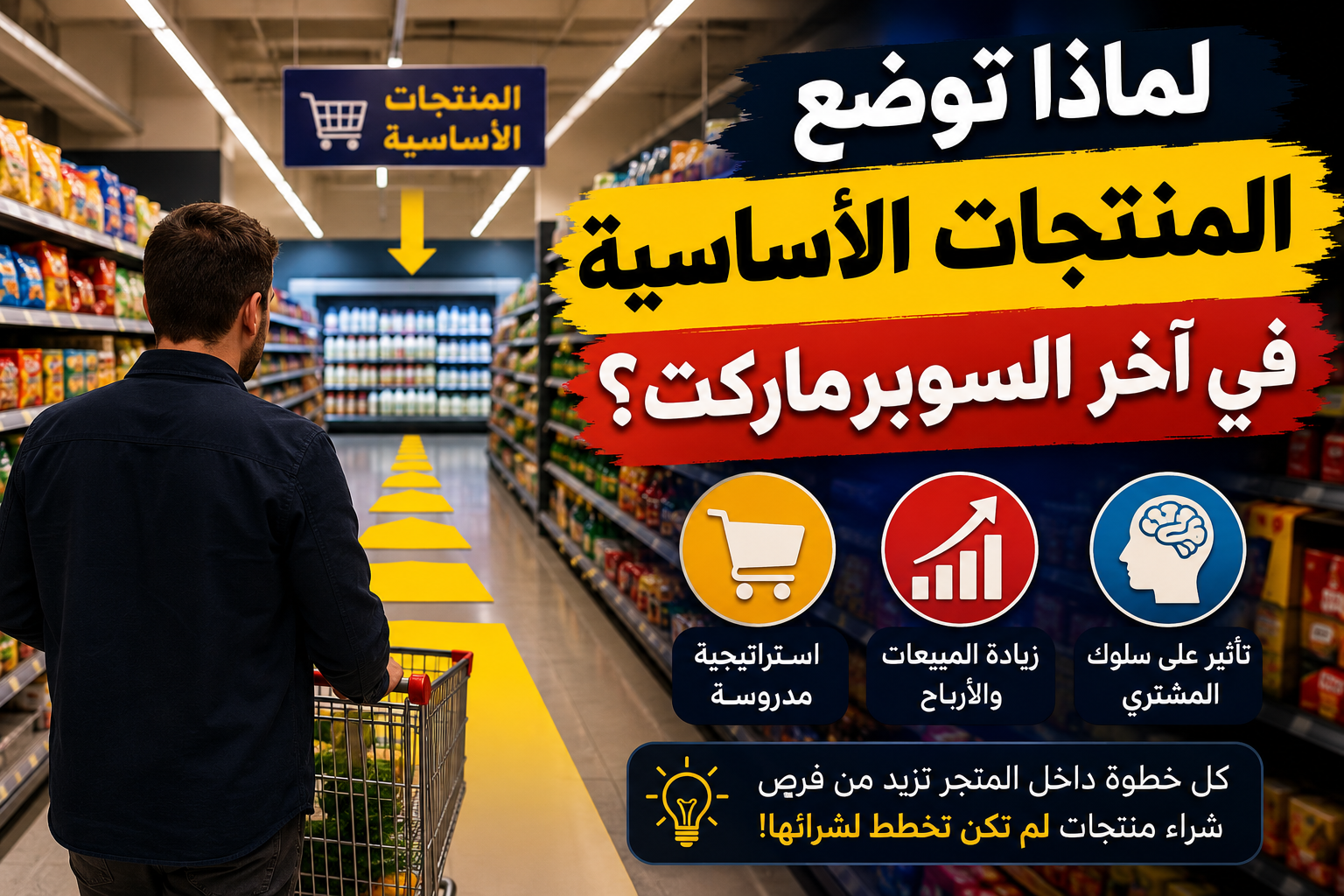 لماذا توضع المنتجات الأساسية في آخر السوبرماركت؟ السر التسويقي الذي يجعلك تشتري أكثر