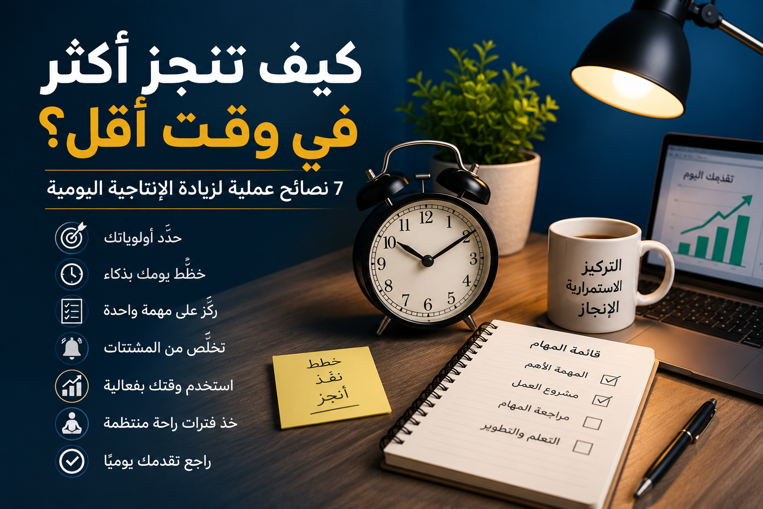 كيف تنجز أكثر في وقت أقل؟ 7 نصائح عملية لزيادة الإنتاجية اليومية