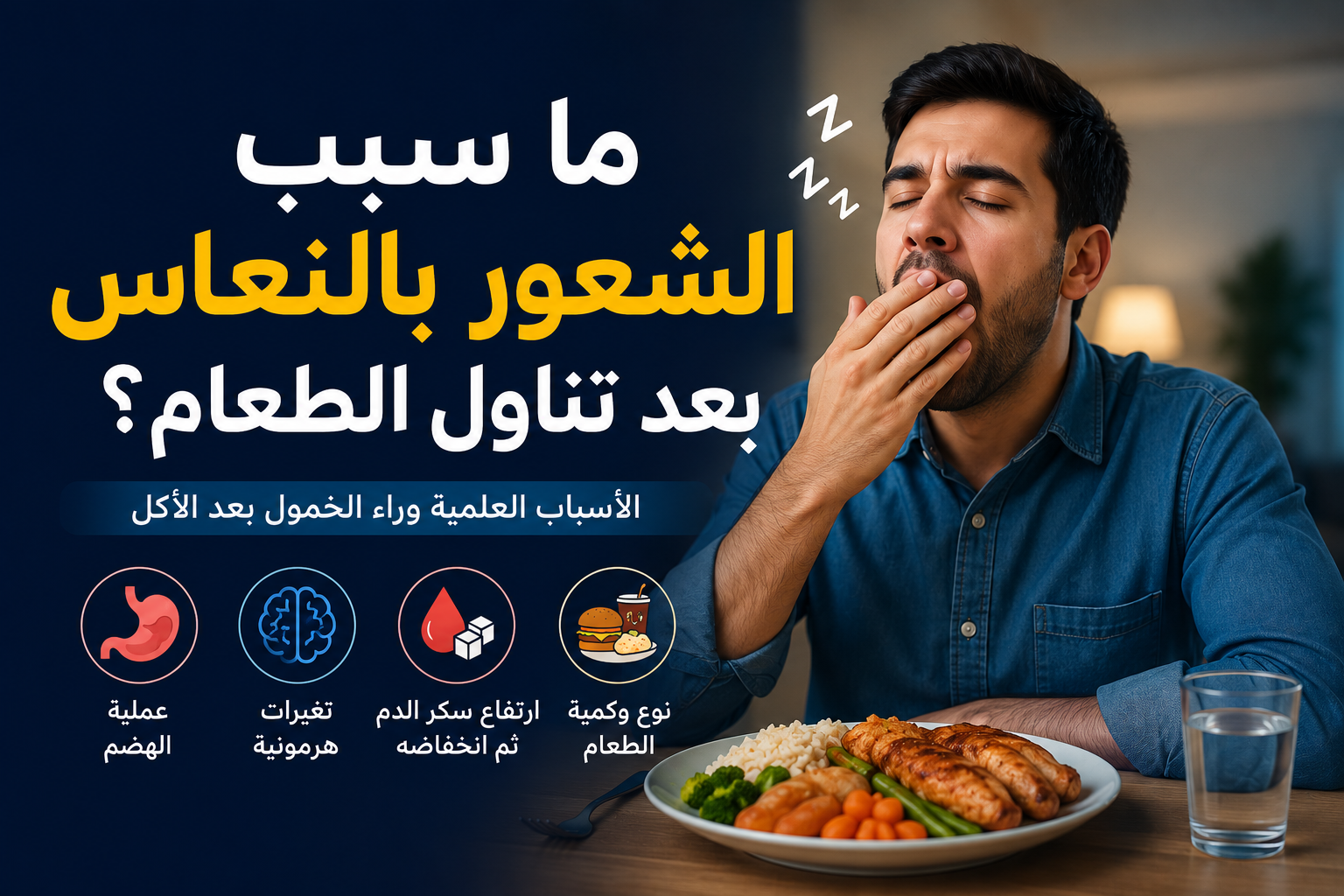 ما سبب الشعور بالنعاس بعد تناول الطعام؟