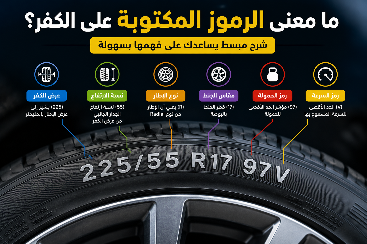 ما معنى الرموز المكتوبة على كفر السيارة؟ شرح مبسط يساعدك على فهمها بسهولة