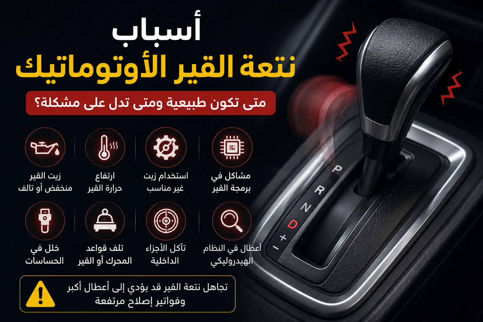 أسباب نتعة القير الأوتوماتيك.. متى تكون طبيعية ومتى تدل على مشكلة؟