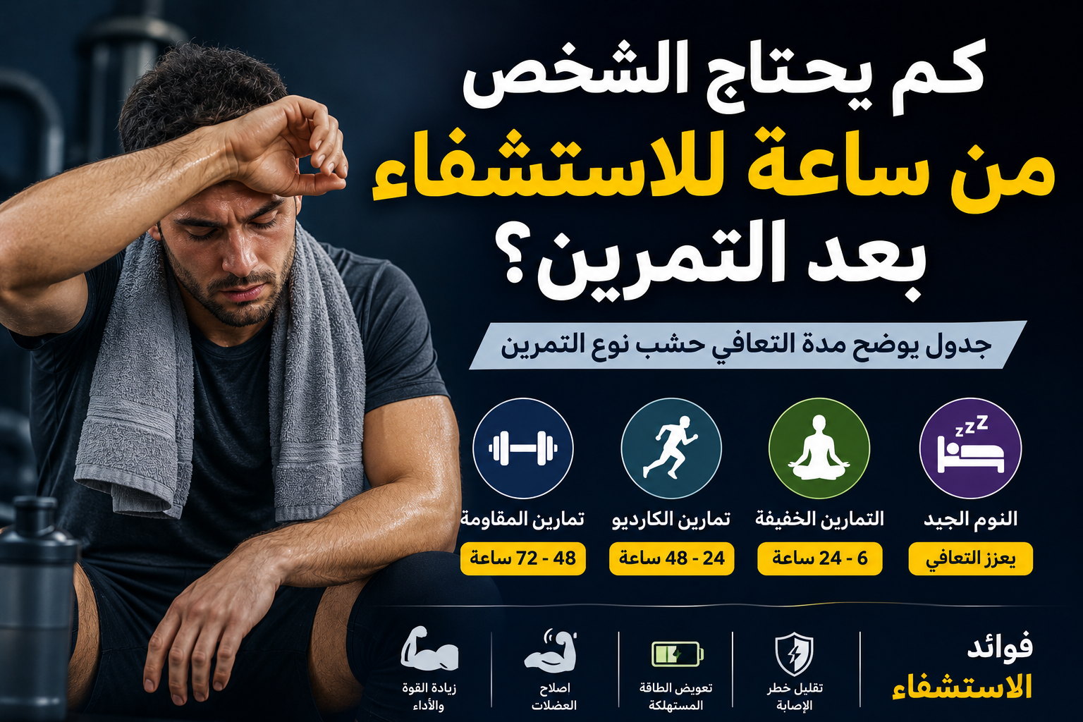 كم يحتاج الجسم للاستشفاء بعد التمرين؟ جدول يوضح مدة التعافي حسب نوع التمرين