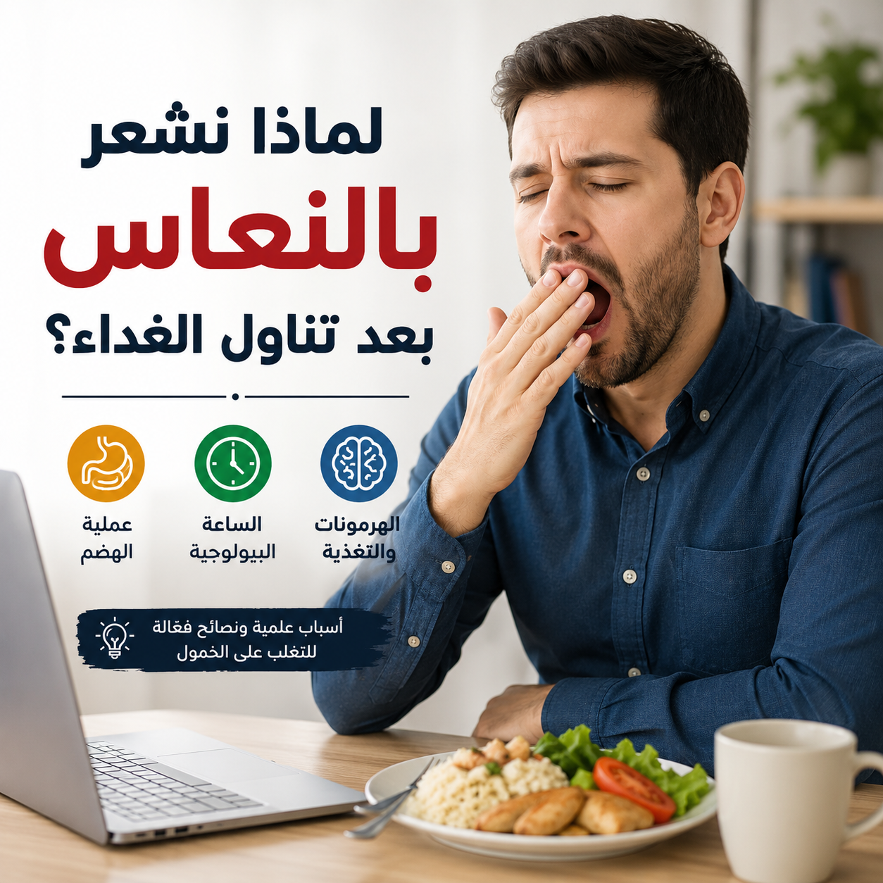 لماذا نشعر بالنعاس بعد تناول الغداء؟ الأسباب العلمية وطرق التغلب عليه