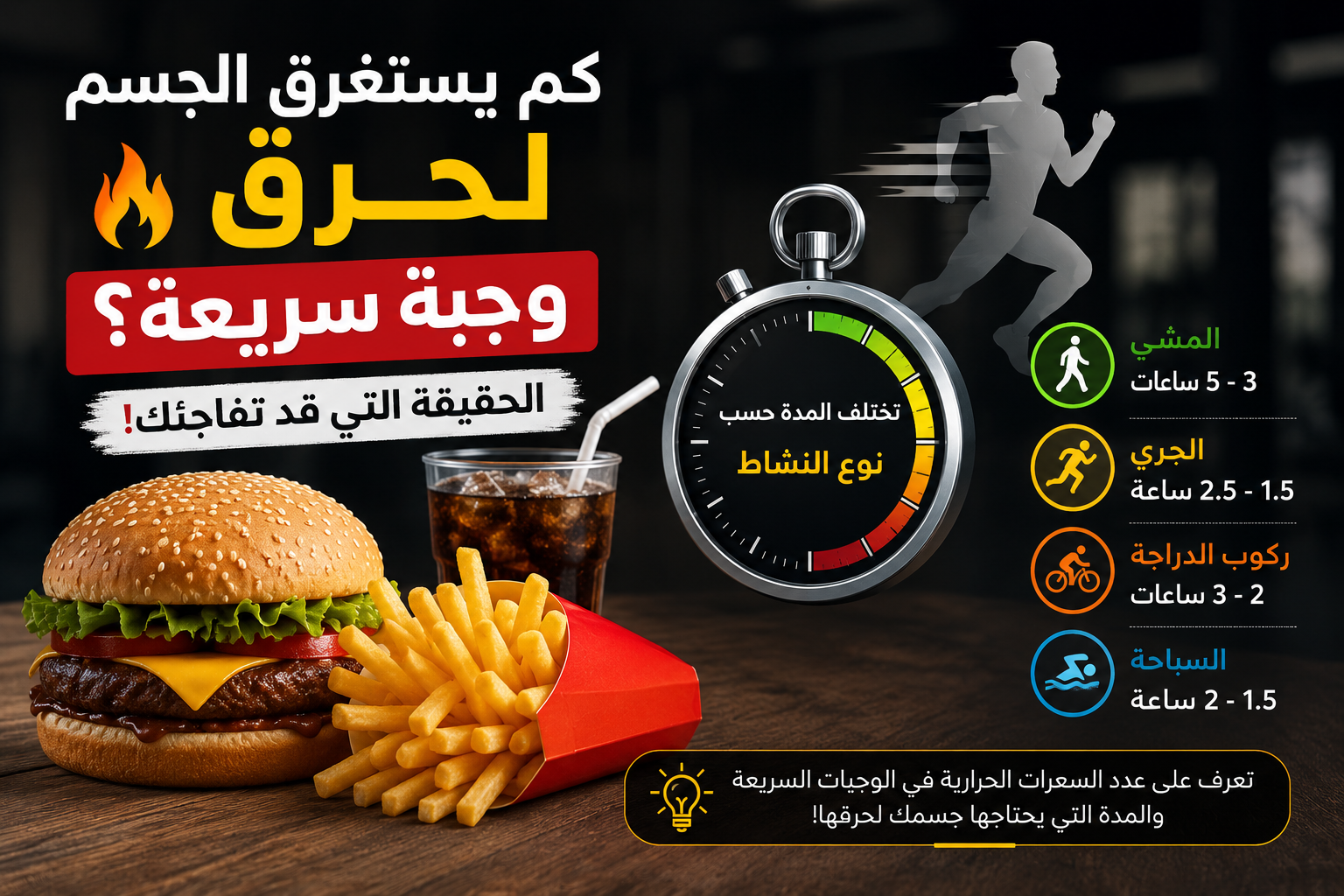 كم يستغرق الجسم لحرق وجبة سريعة؟ الحقيقة التي قد تفاجئك