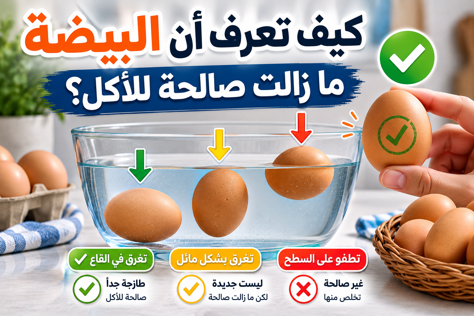 كيف تعرف أن البيضة ما زالت صالحة للأكل؟ طرق بسيطة يمكنك تجربتها في المنزل