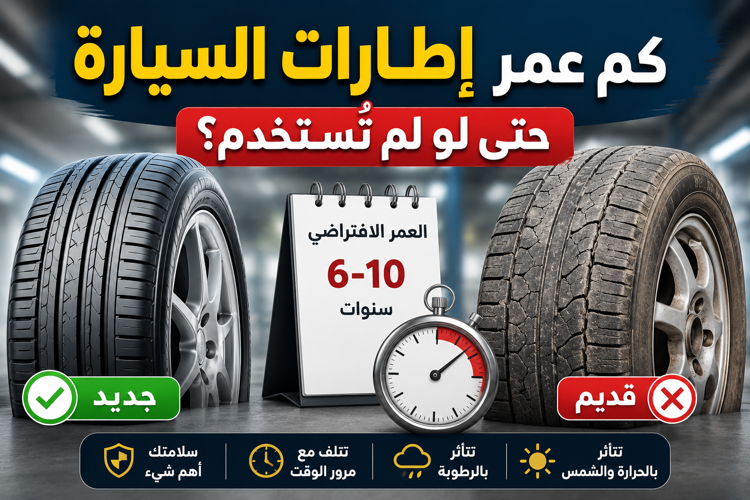 كم عمر إطارات السيارة حتى لو لم تُستخدم؟ ومتى يجب تغييرها؟