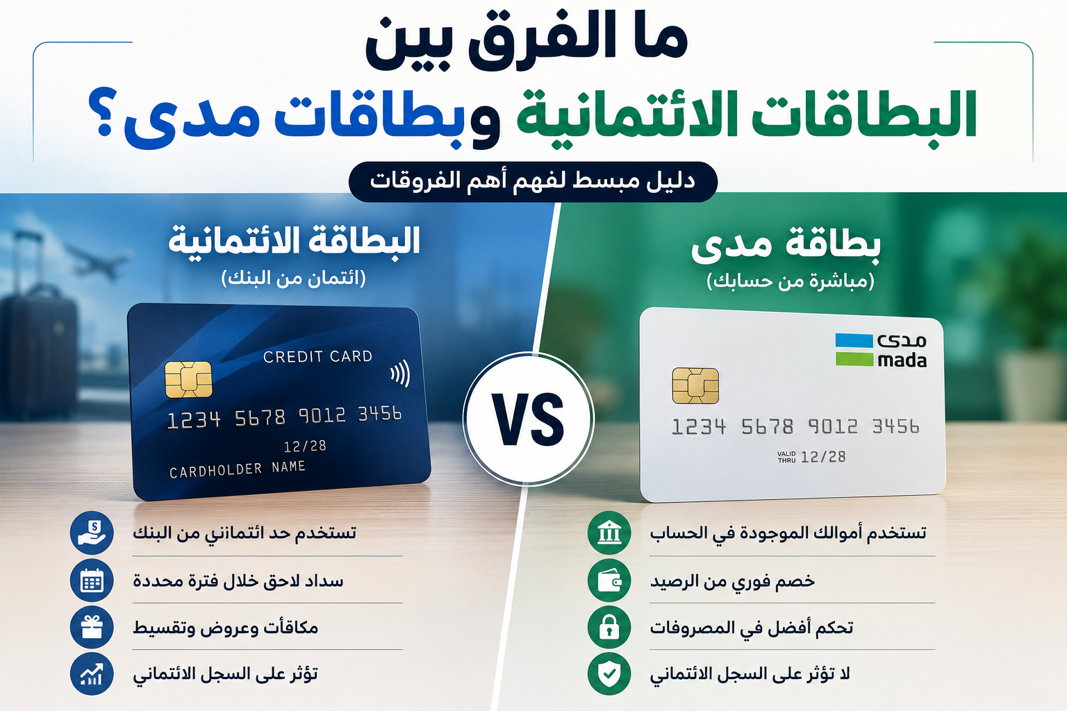 ما الفرق بين البطاقات الائتمانية وبطاقات مدى؟ دليل مبسط لفهم أهم الفروقات