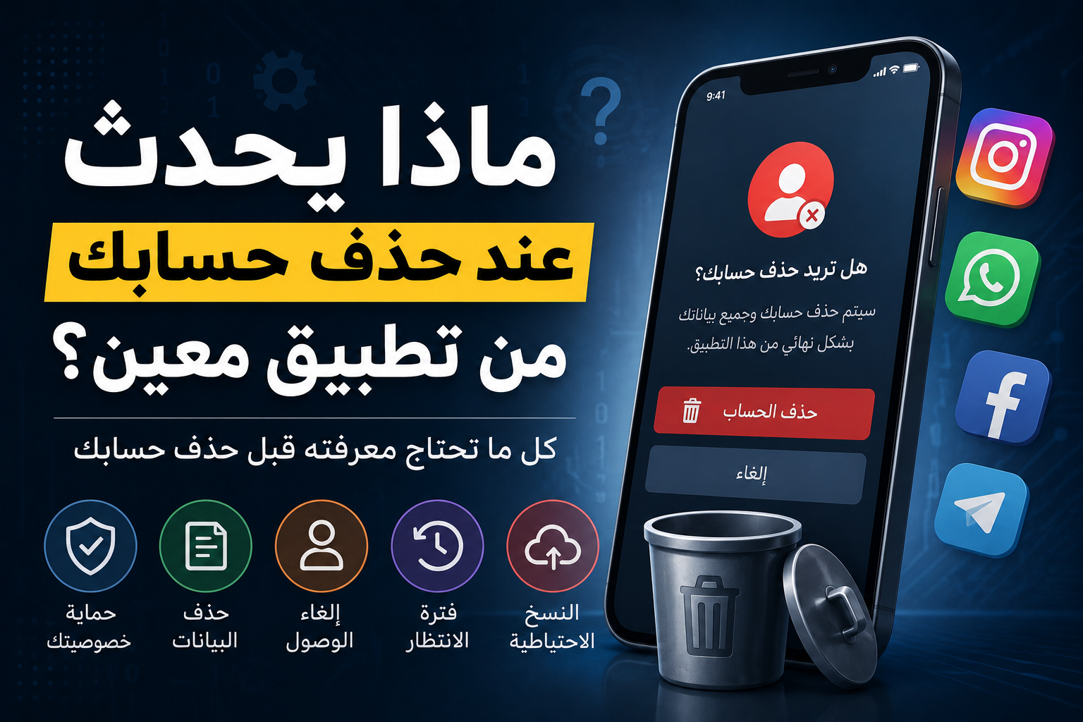 ماذا يحدث عند حذف حسابك من تطبيق معين؟ هل تختفي بياناتك فورًا؟