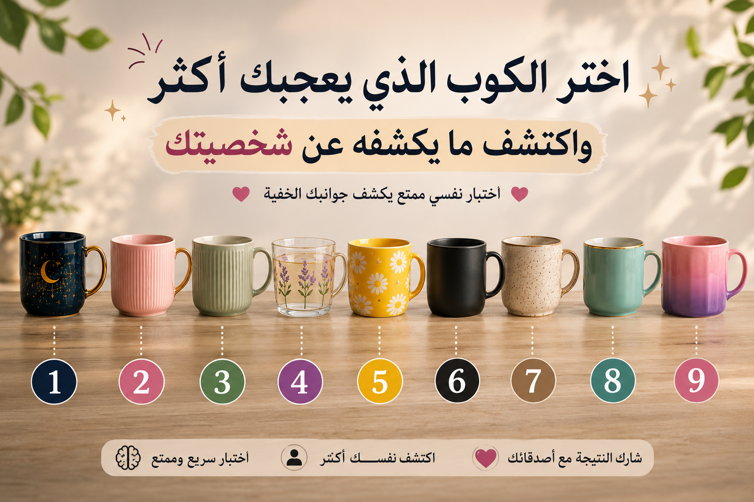 اختر كوبك المفضل واكتشف ما يكشفه عن شخصيتك (اختبار ممتع ومفاجئ)