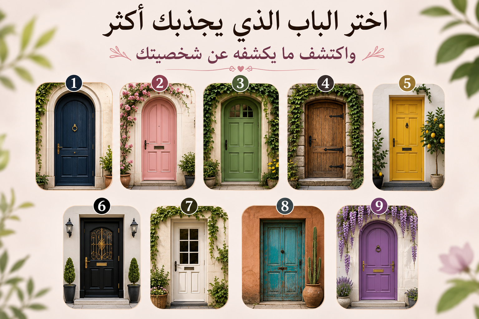 لا تفكر كثيرًا.. اختر بابًا واحدًا فقط واكتشف ما يخفيه اختيارك عن شخصيتك (اختبر شخصيتك)