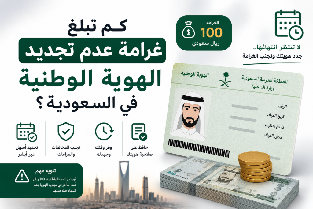 كم تبلغ غرامة عدم تجديد الهوية الوطنية في السعودية؟